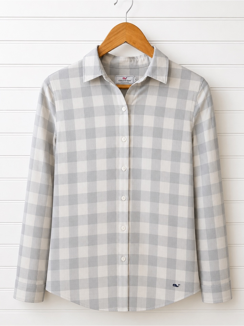 Vineyard Vines Women’s Gray & Cream Check Button-Down Shirt